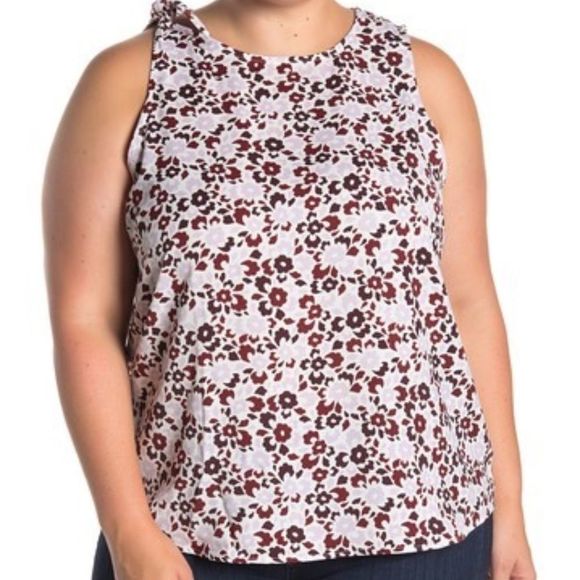 NWOT 14th & Union Printed Tie Shoulder Tank Top 2X Plus Size - Picture 1 of 9